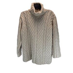 Valerie Stevens Lambswool Cable Knit Turtleneck Sweater Gray Pullover Women's